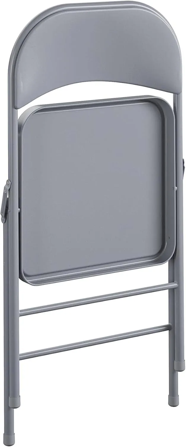 CoscoProducts COSCO Premium Vinyl Padded Metal Folding Chair, Double Braced, 4-Pack, Gray
