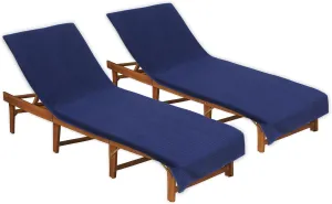 COTTON CRAFT Pool Lounge Chair Cover - 2 Pack Euro Spa Waffle Weave Chaise Lounge Cover - 100% Cotton Terry Towel Beach Chair Cover - Oversized 32 inches W x 82 inches Length x 7 in Pocket – Navy Blue