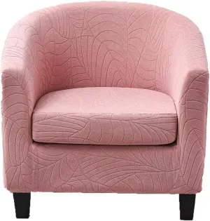 CRFATOP 2 Piece Club Chair Slipcover Stretch Barrel Chair Covers Jacquard Tub Chair Slipcovers Soft Armchair Sofa Cover Removable Couch Furniture Protector Arm Chair Cover for Living Room,D37