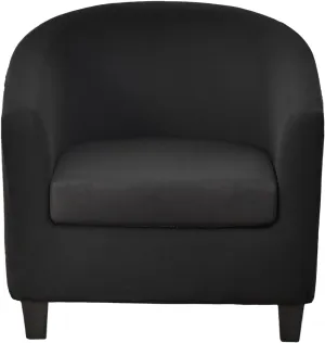CRFATOP 2 Piece Club Chair Slipcover Stretch Barrel Chair Covers Printed Tub Chair Slipcovers Soft Armchair Covers Removable Furniture Protector Arm Chair Cover for Living Room,Black