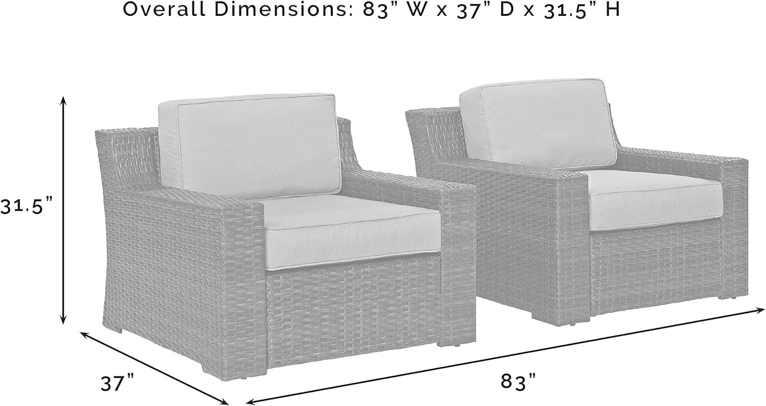 Crosley Furniture Beaufort Beaufort 2-Piece Outdoor Chair Set, Wicker Patio Chairs for Conversation, Porch, Deck, Brown with Mist Cushions