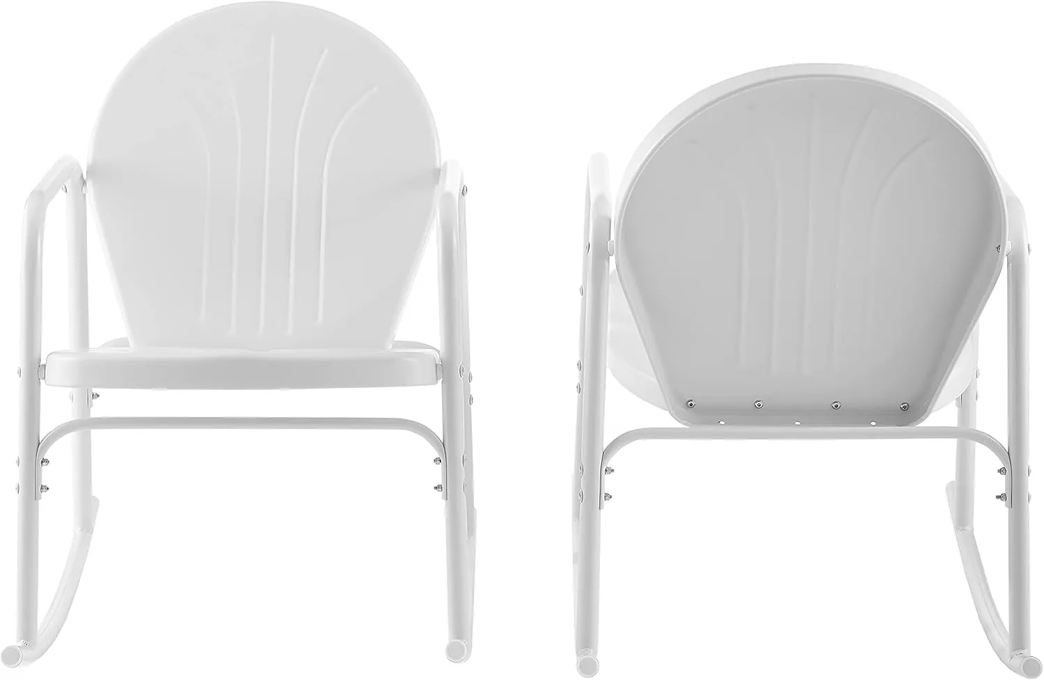 Crosley Furniture Griffith Retro Metal Outdoor Rocking Chairs, Set of 2, for Porch, Deck, Balcony, Backyard, White Gloss