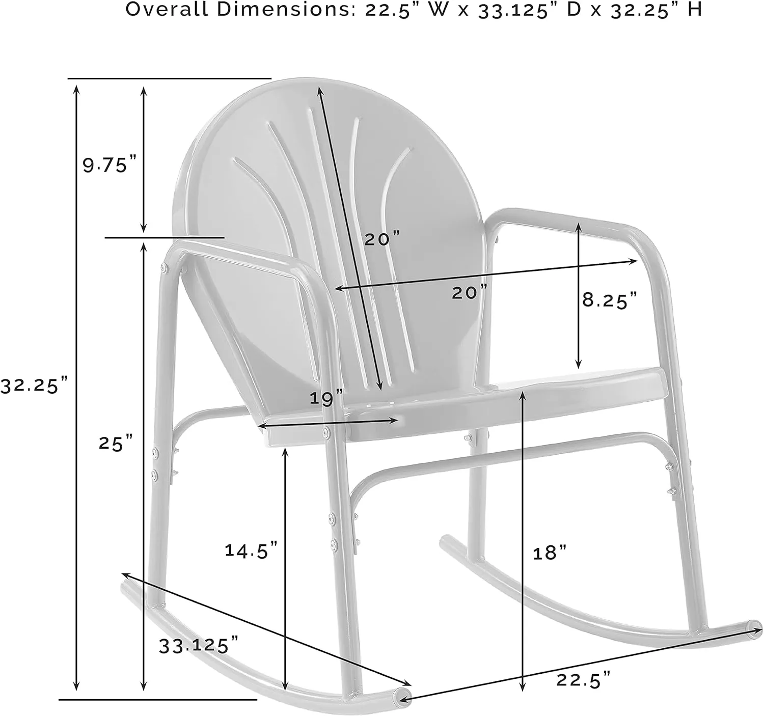 Crosley Furniture Griffith Retro Metal Outdoor Rocking Chairs, Set of 2, for Porch, Deck, Balcony, Backyard, White Gloss