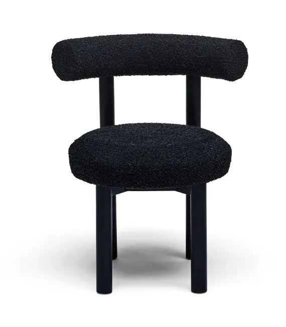 Curved Padded Boucle Dining Chair - Set of 2