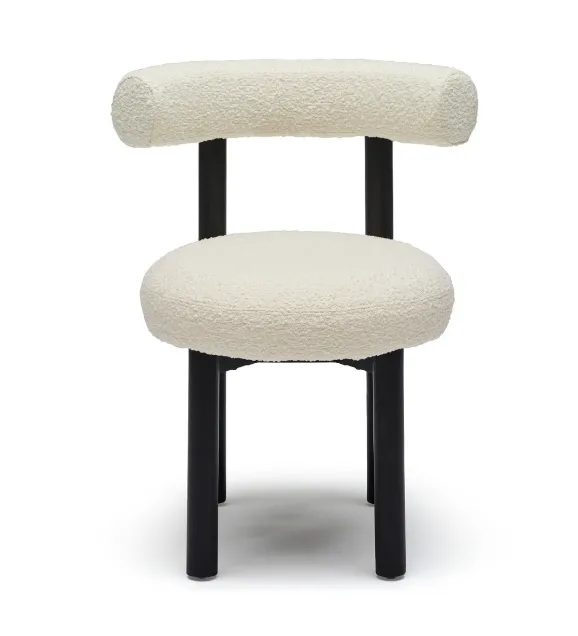 Curved Padded Boucle Dining Chair - Set of 2