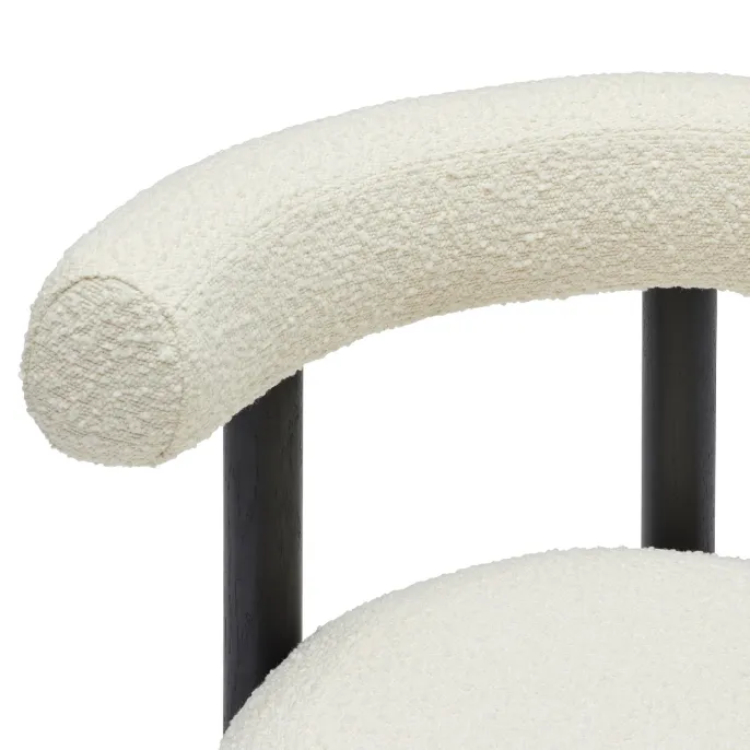 Curved Padded Boucle Dining Chair - Set of 2