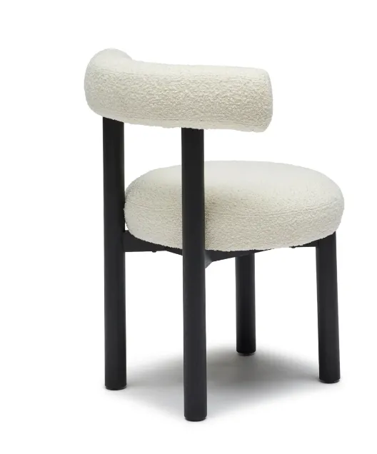 Curved Padded Boucle Dining Chair - Set of 2