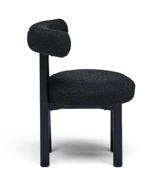 Curved Padded Boucle Dining Chair - Set of 2