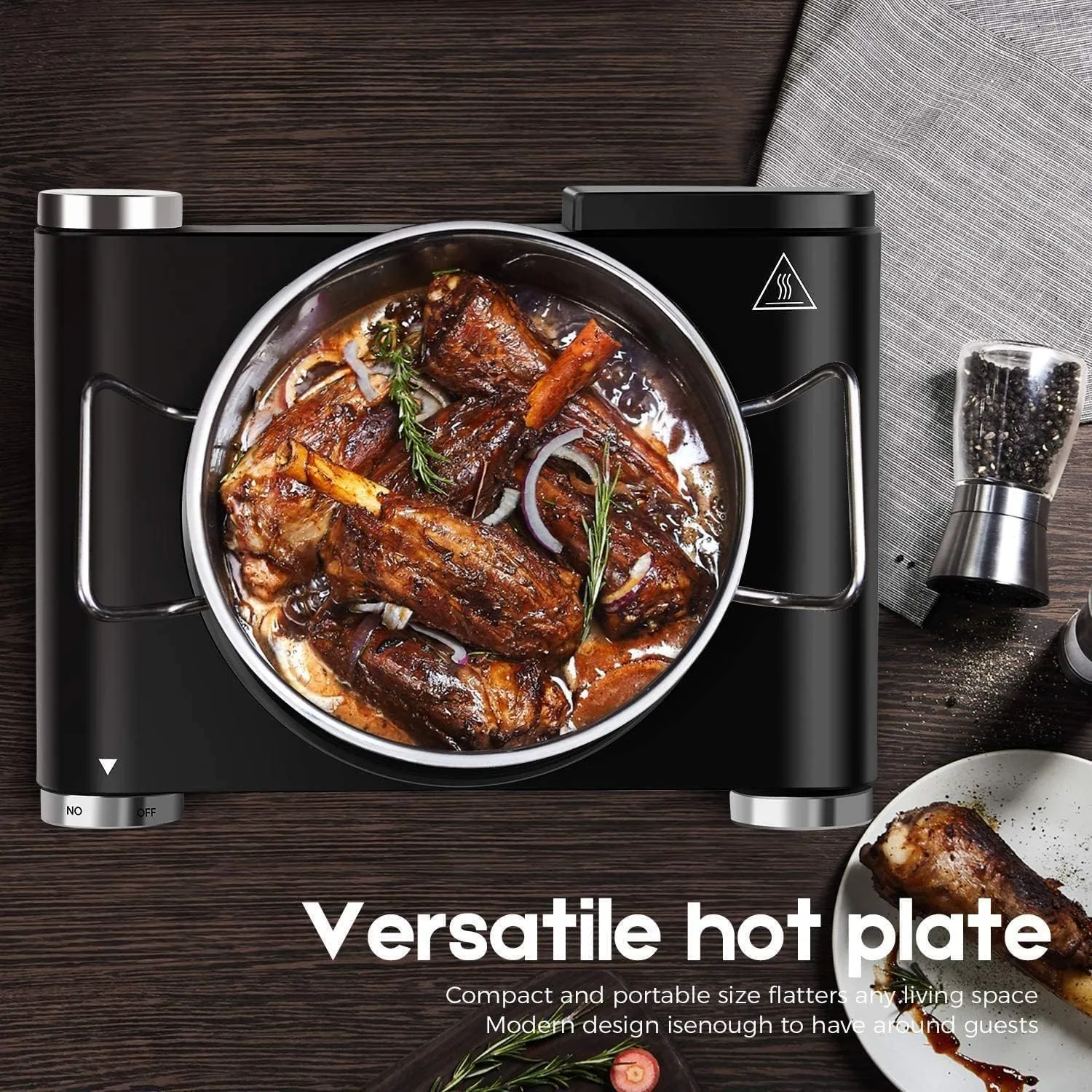 Cusimax Hot Plate Electric Burner Single Burner Cast Iron hot plates for cooking Portable Burner 1500W with Adjustable Temperature Control Stainless Steel Non-Slip Rubber Feet, Upgraded Version