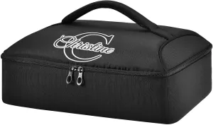 Custom Black Insulated Casserole Carrier for Hot or Cold Food Personalized Lasagna Holder Tote with Dish Storage Customized Hot Cold Food Carrier for Parties Beaches
