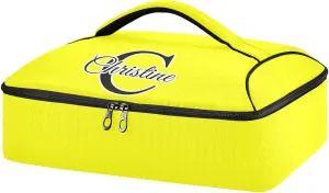 Custom Bright Yellow Insulated Casserole Carrier for Hot or Cold Food Personalized Lasagna Holder Tote with Dish Storage Customized Insulated Travel Carry Bag for Parties