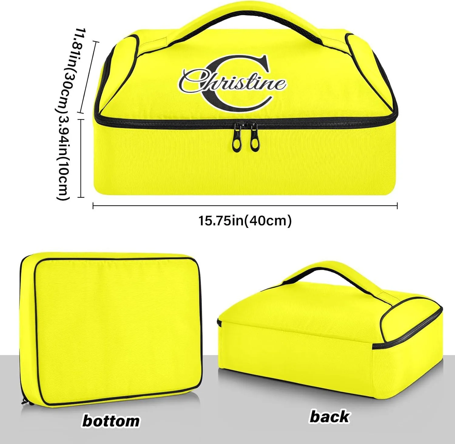Custom Bright Yellow Insulated Casserole Carrier for Hot or Cold Food Personalized Lasagna Holder Tote with Dish Storage Customized Insulated Travel Carry Bag for Parties