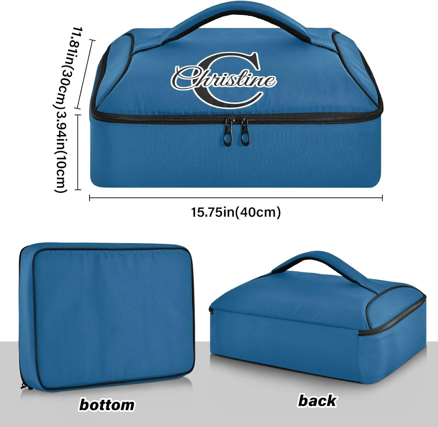 Custom Dark Blue Insulated Casserole Carrier for Hot or Cold Food Personalized Lasagna Hot Cold Thermal Bag with Dish Storage Customized Travel Carry Bag Insulated for Beaches Traveling