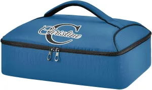 Custom Dark Blue Insulated Casserole Carrier for Hot or Cold Food Personalized Lasagna Hot Cold Thermal Bag with Dish Storage Customized Travel Carry Bag Insulated for Beaches Traveling