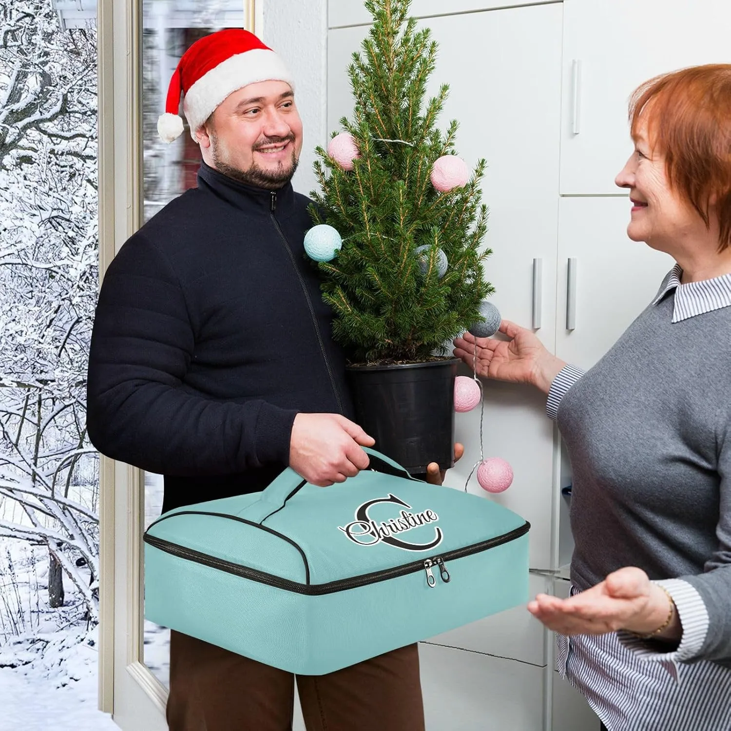 Custom Teal Insulated Casserole Carrier for Hot or Cold Food Personalized Lasagna Holder Tote with Dish Storage Customized Casserole Dish Bag for Trip Birthday Party