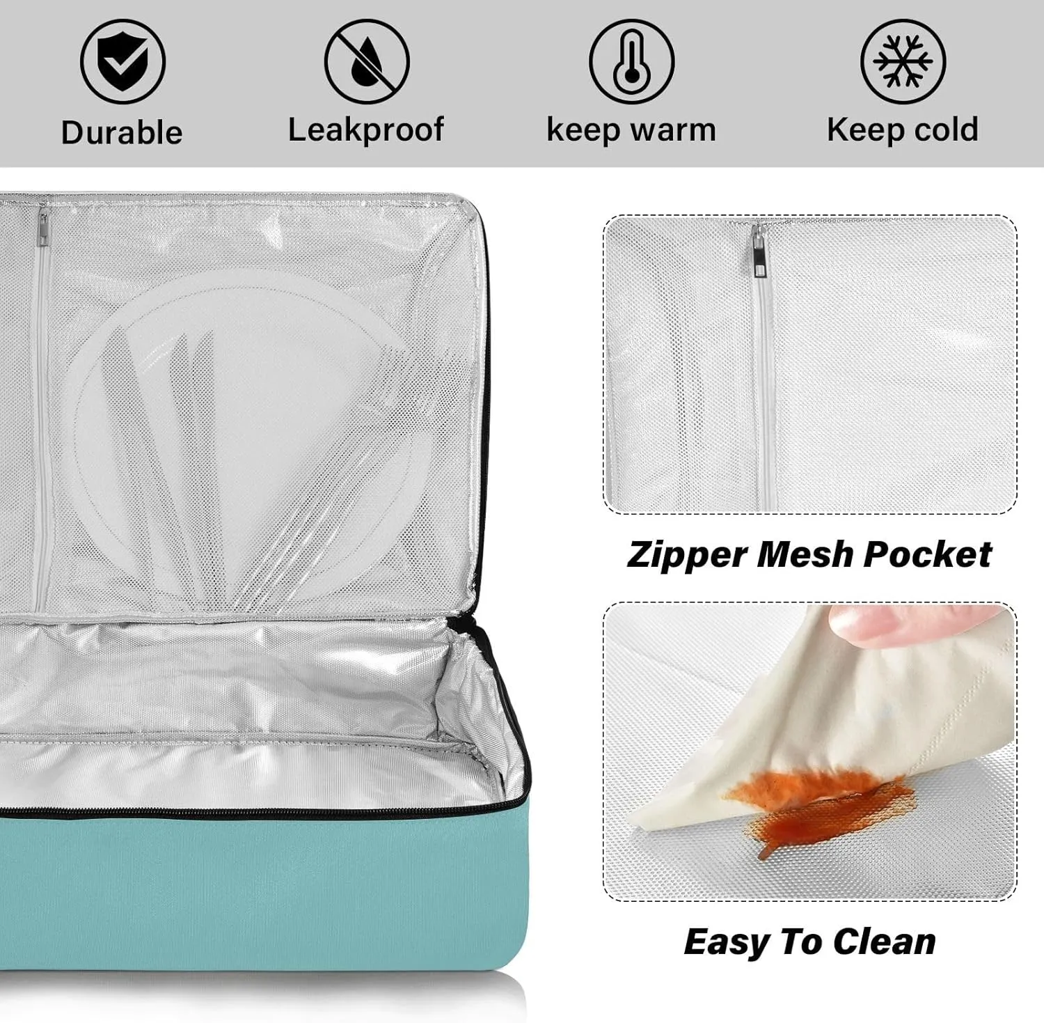 Custom Teal Insulated Casserole Carrier for Hot or Cold Food Personalized Lasagna Holder Tote with Dish Storage Customized Casserole Dish Bag for Trip Birthday Party