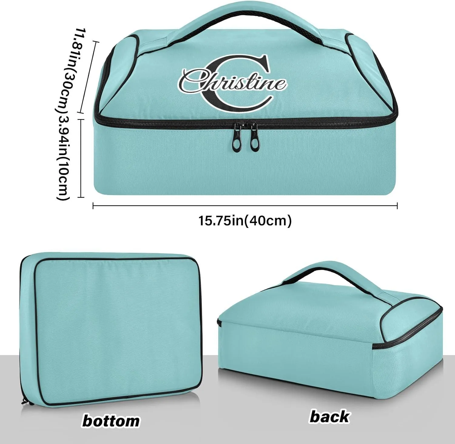 Custom Teal Insulated Casserole Carrier for Hot or Cold Food Personalized Lasagna Holder Tote with Dish Storage Customized Casserole Dish Bag for Trip Birthday Party