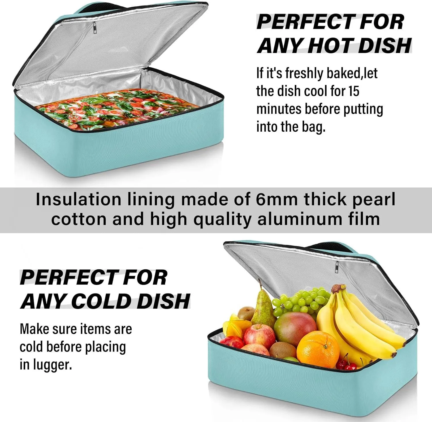 Custom Teal Insulated Casserole Carrier for Hot or Cold Food Personalized Lasagna Holder Tote with Dish Storage Customized Casserole Dish Bag for Trip Birthday Party