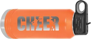 CustomGiftsNow Cheer - Cheerleading 32-Ounce Engraved Double-Wall Insulated Stainless Steel Sports Water Bottles with Flip Top Lid, Straw (Orange)