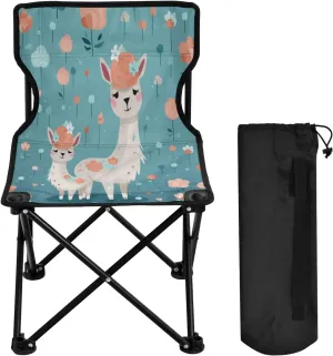 Cute Alpaca Mom Portable Outdoor Folding Chair Anti-Slip Padded Oxford Cloth Stool Camping Chair Small for Beach Hiking Fishing Gardening Quad Camp Chair