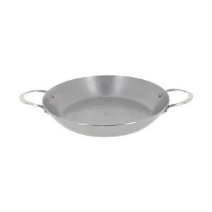 DE BUYER Mineral B Paella Pan with 2 Riveted S/S Handles, 12.5"/32cm
