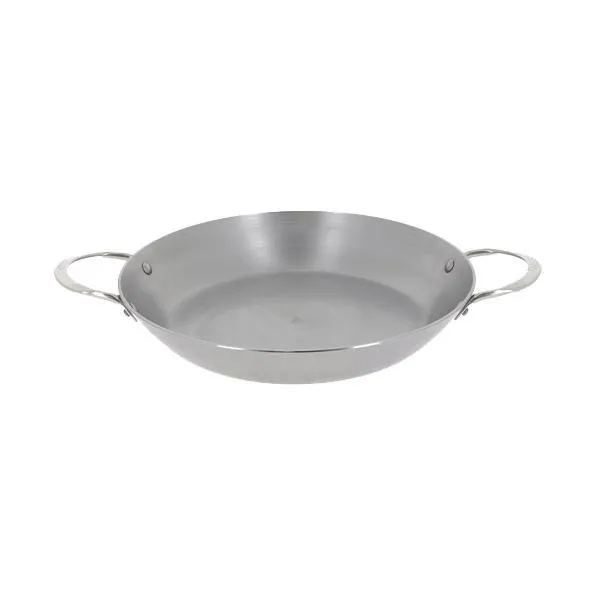 DE BUYER Mineral B Paella Pan with 2 Riveted S/S Handles, 12.5"/32cm