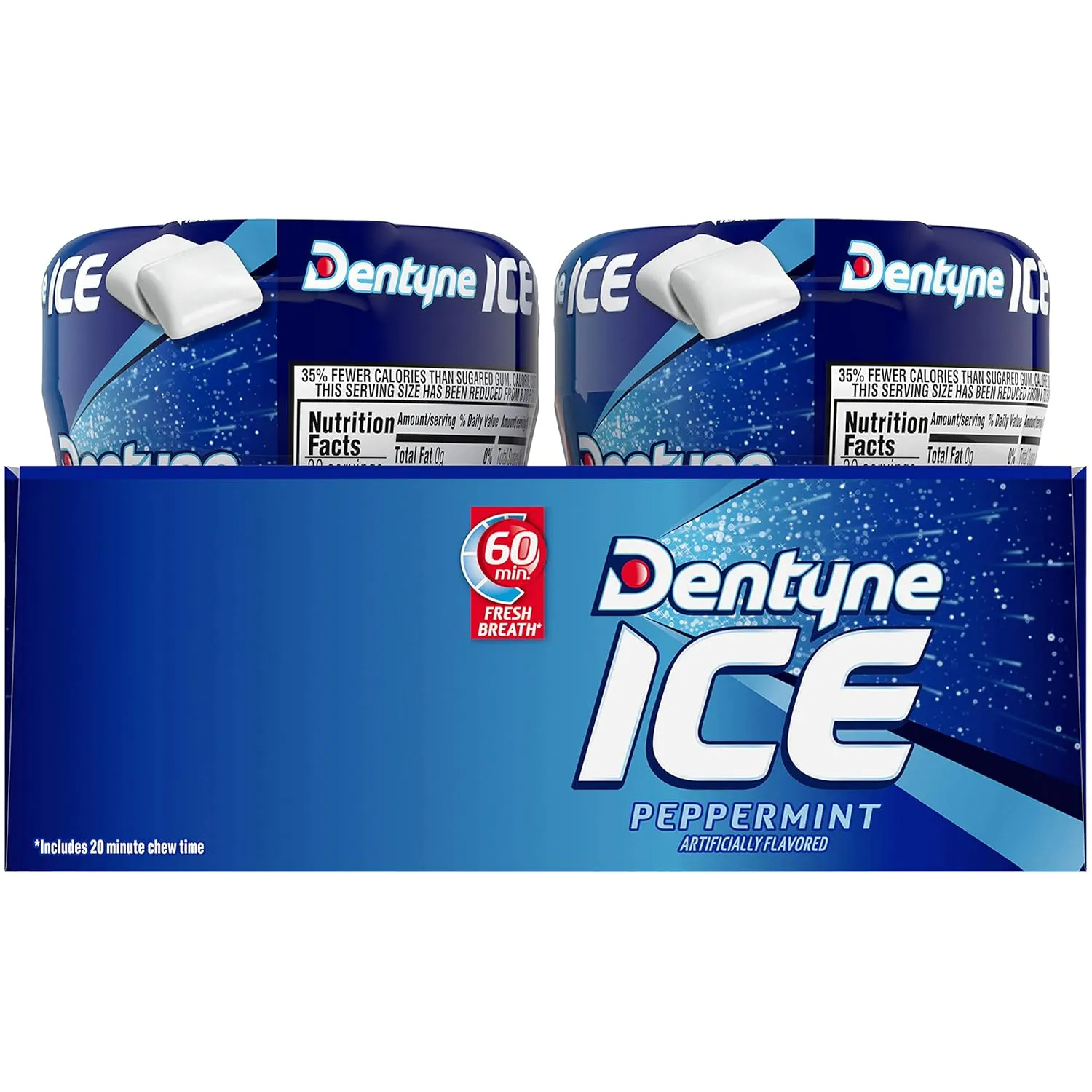 Dentyne Ice Peppermint Sugar Free Gum, 4 Bottles of 60 Pieces (240 Total Pieces)