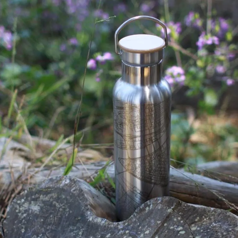 Des Moines - Iowa Map Bottle with Bamboo Top