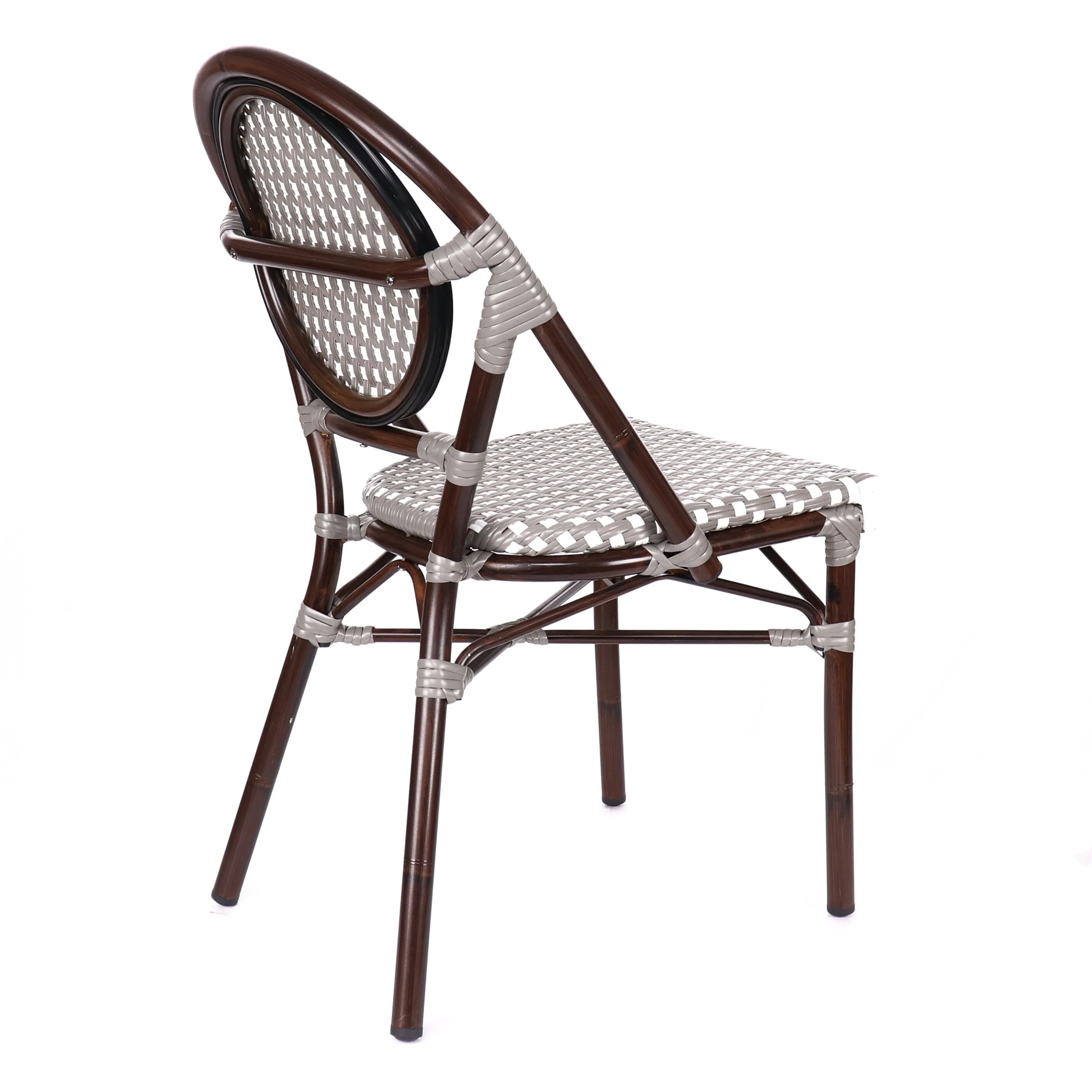 Design Lab MN LS-3001-GRYWHT Aluminum Bamboo Grey Patio Chair