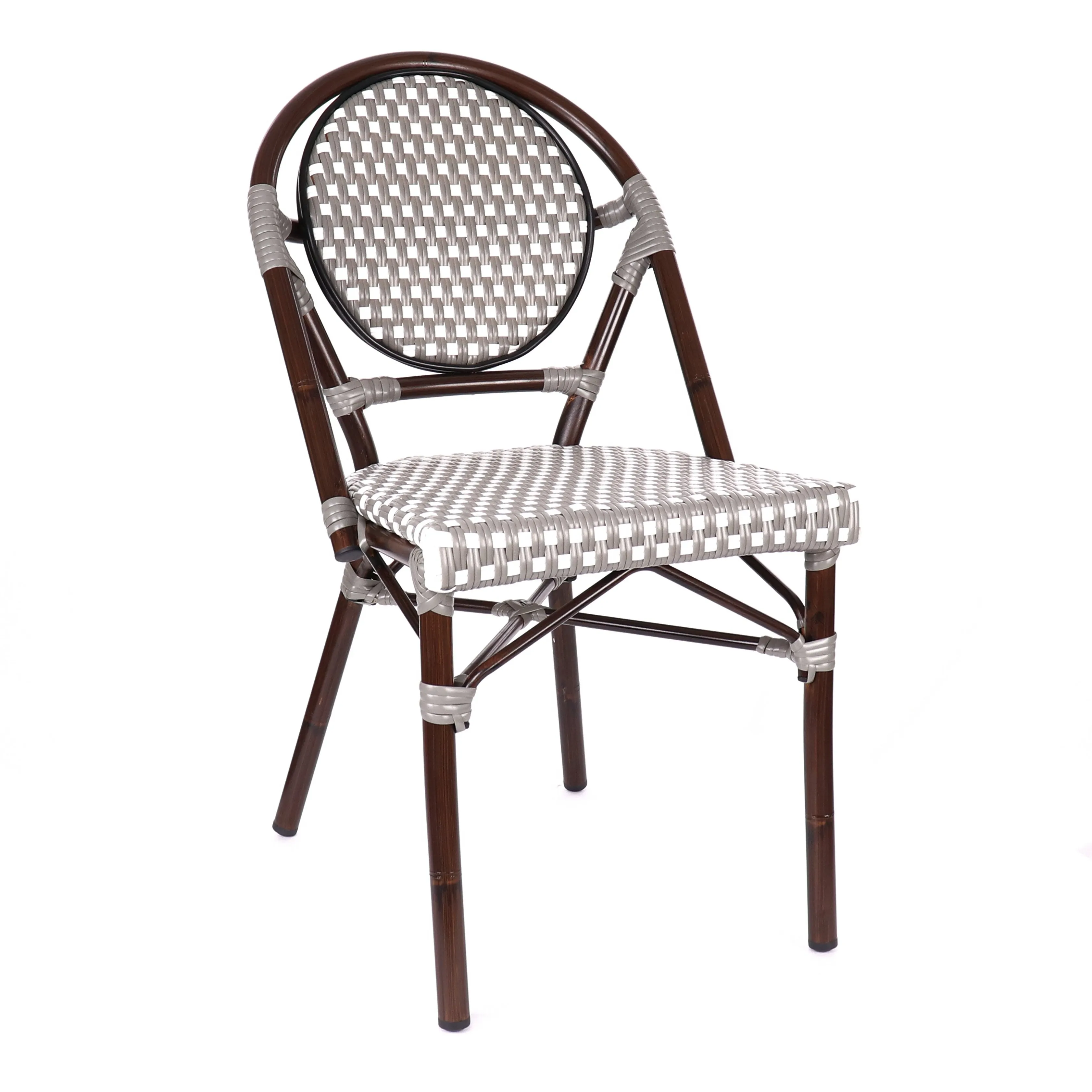 Design Lab MN LS-3001-GRYWHT Aluminum Bamboo Grey Patio Chair