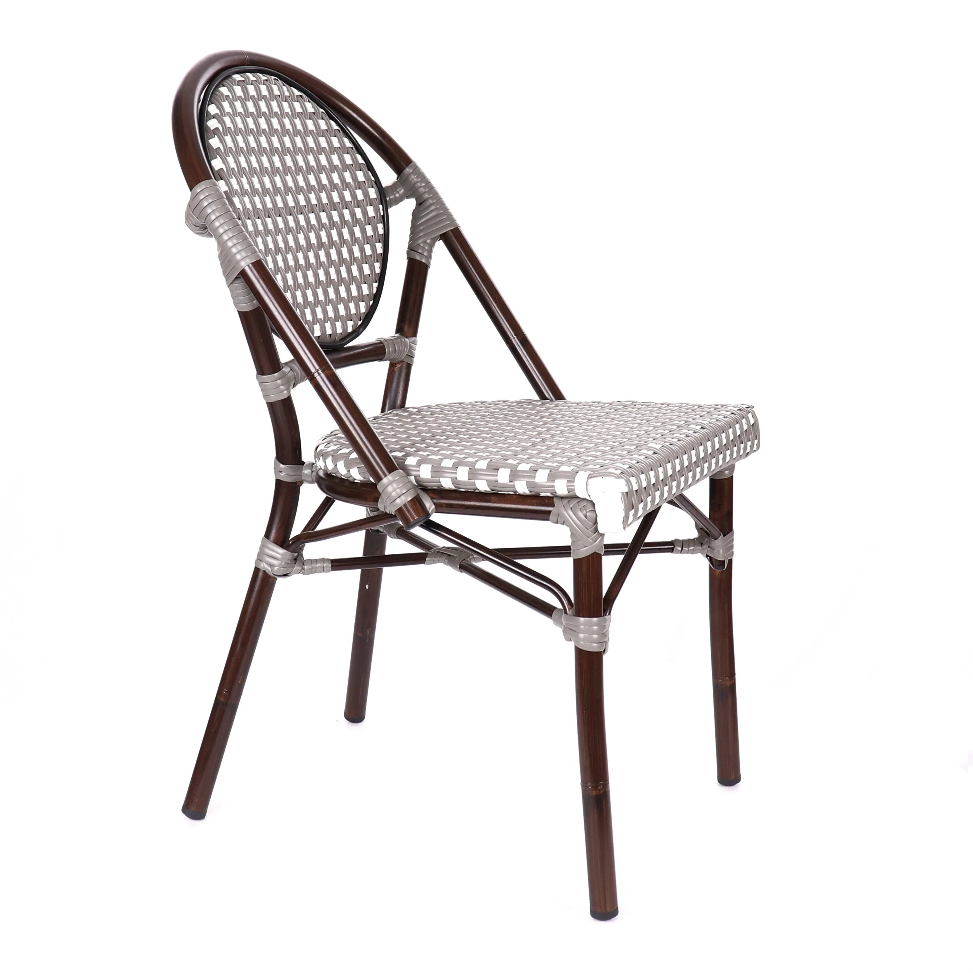 Design Lab MN LS-3001-GRYWHT Aluminum Bamboo Grey Patio Chair