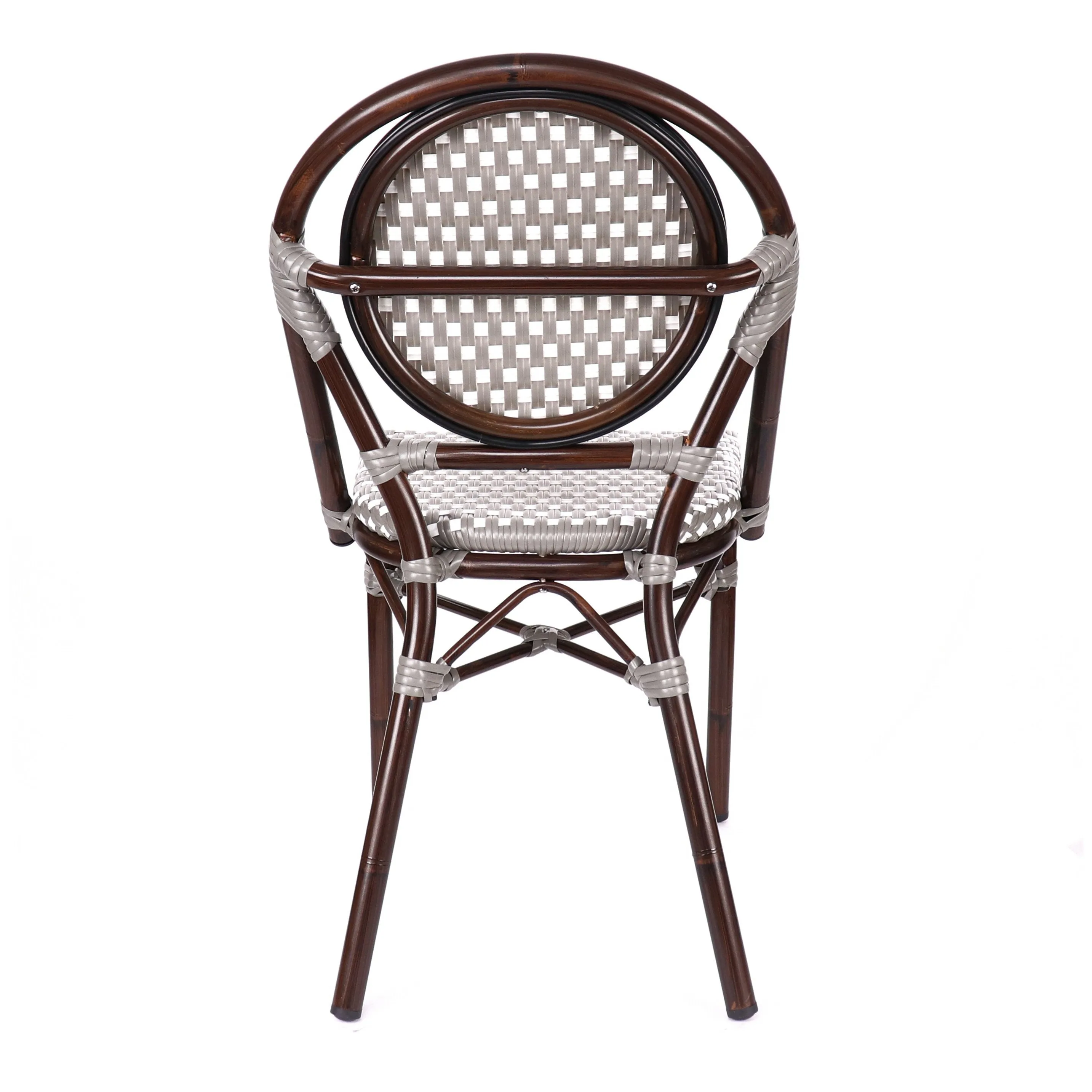 Design Lab MN LS-3001-GRYWHT Aluminum Bamboo Grey Patio Chair