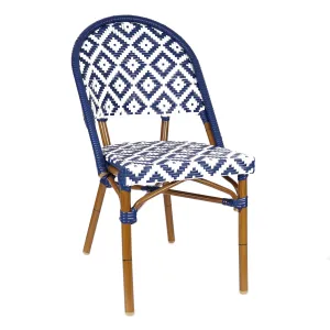 Design Lab MN LS-3002-BLUWHT Aluminum Bamboo Blue Patio Chair