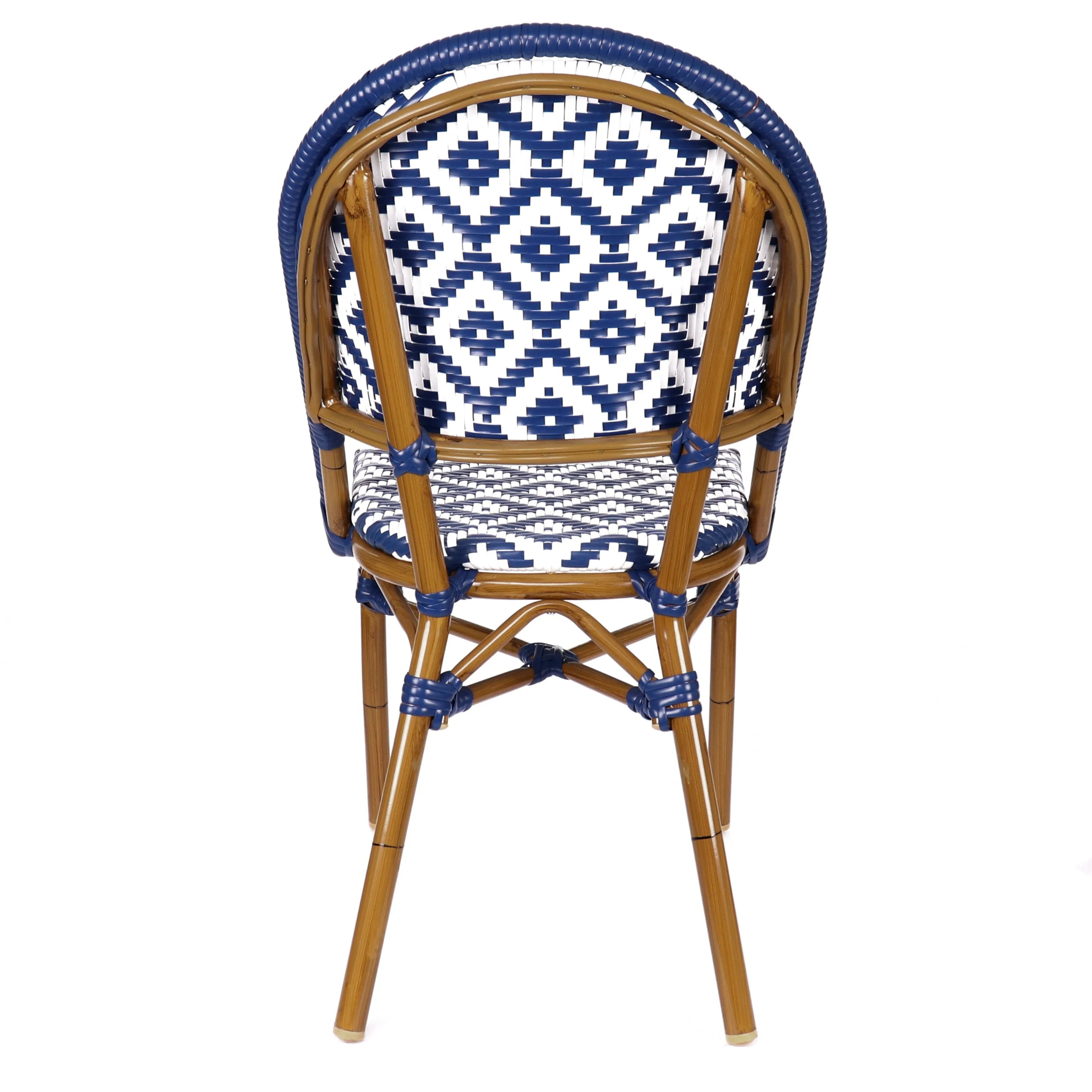 Design Lab MN LS-3002-BLUWHT Aluminum Bamboo Blue Patio Chair