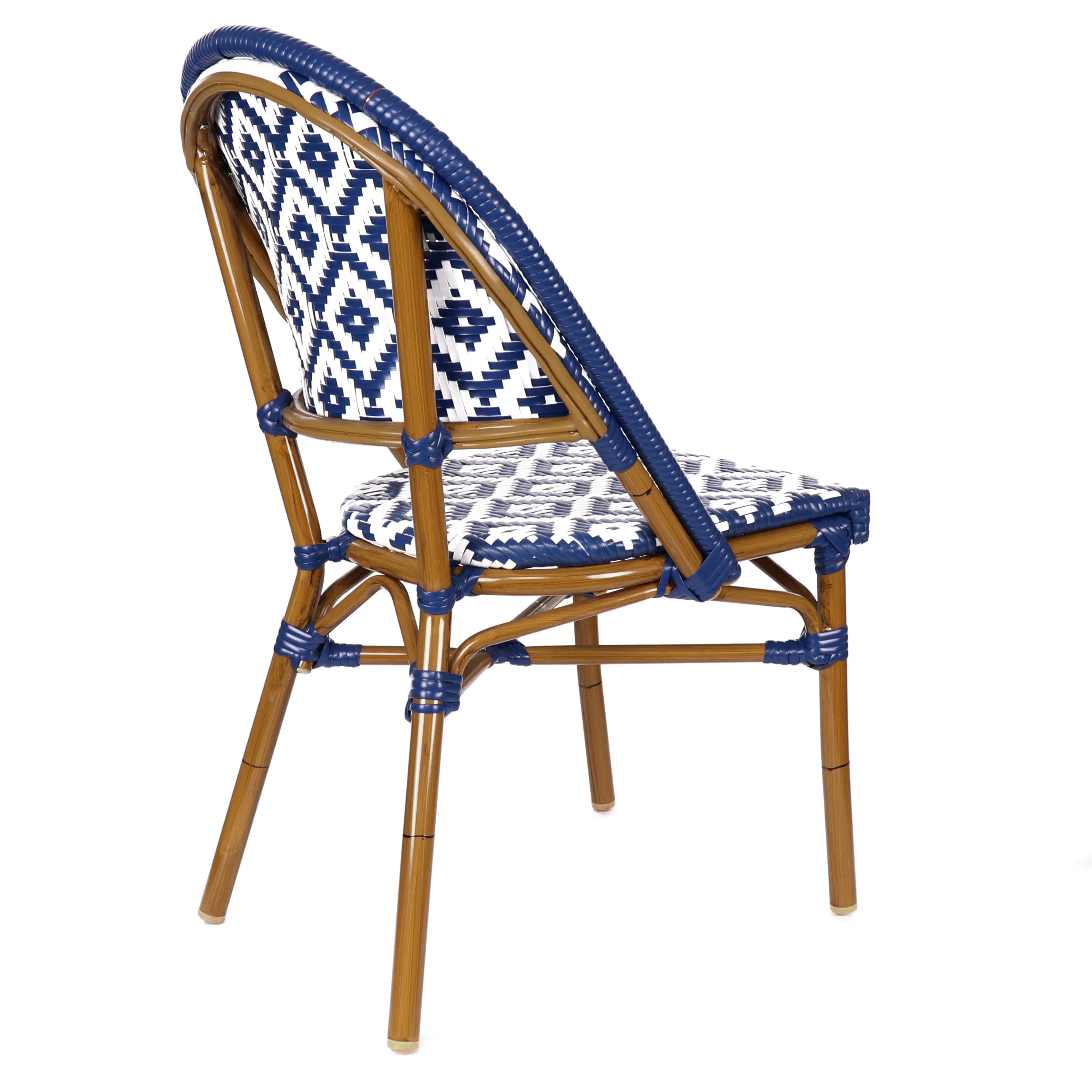 Design Lab MN LS-3002-BLUWHT Aluminum Bamboo Blue Patio Chair