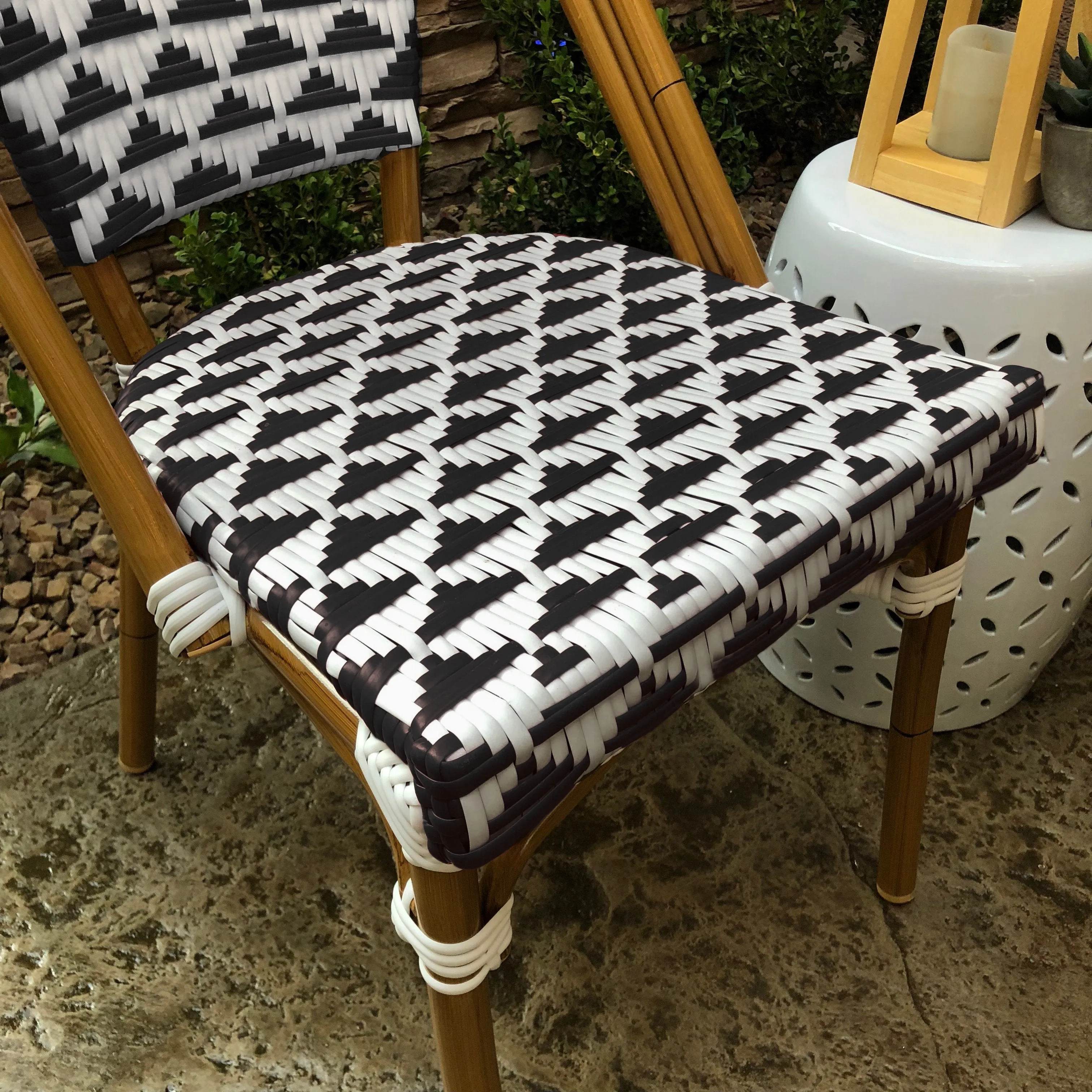 Design Lab MN LS-3003-BLKWHT Aluminum Bamboo Black Patio Chair