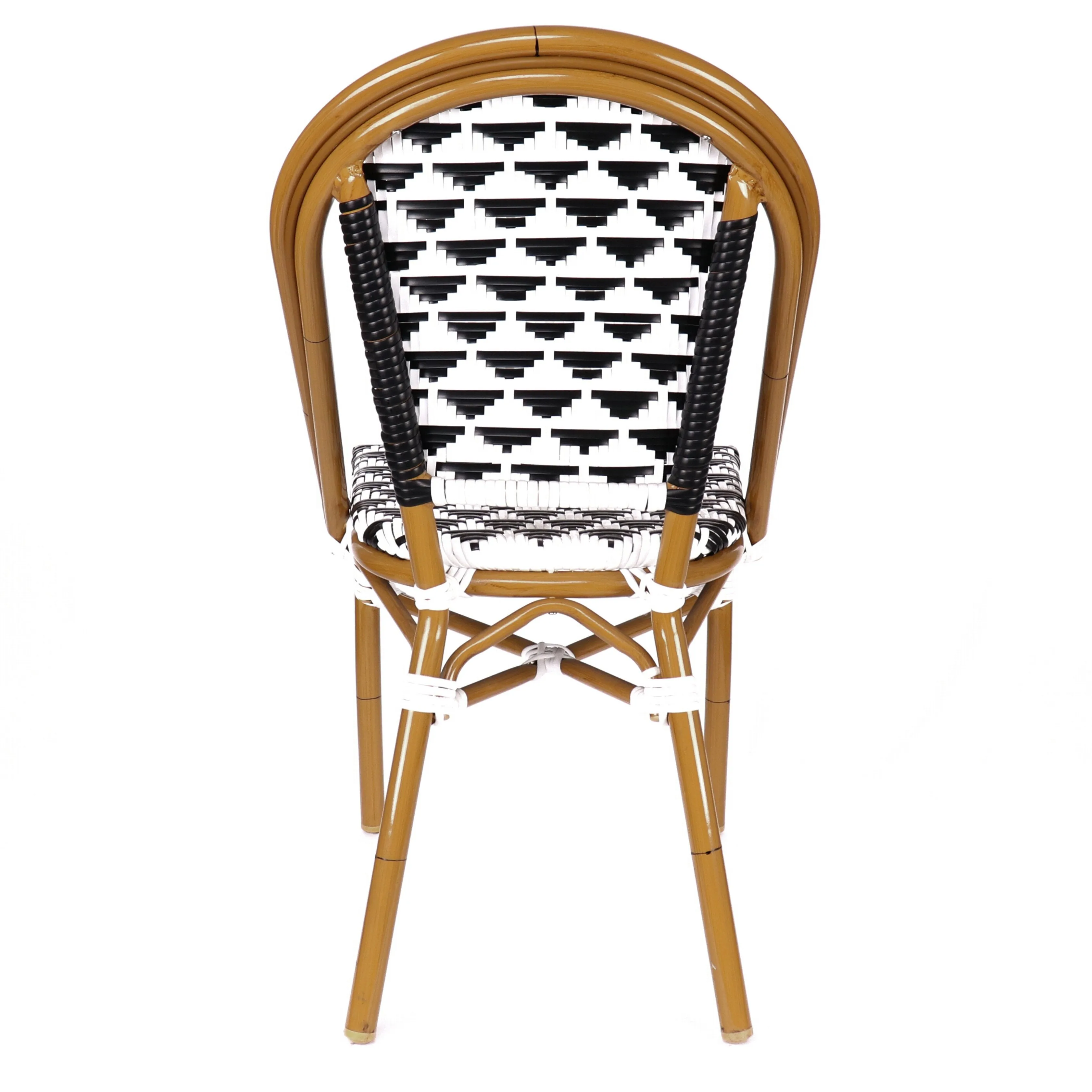 Design Lab MN LS-3003-BLKWHT Aluminum Bamboo Black Patio Chair