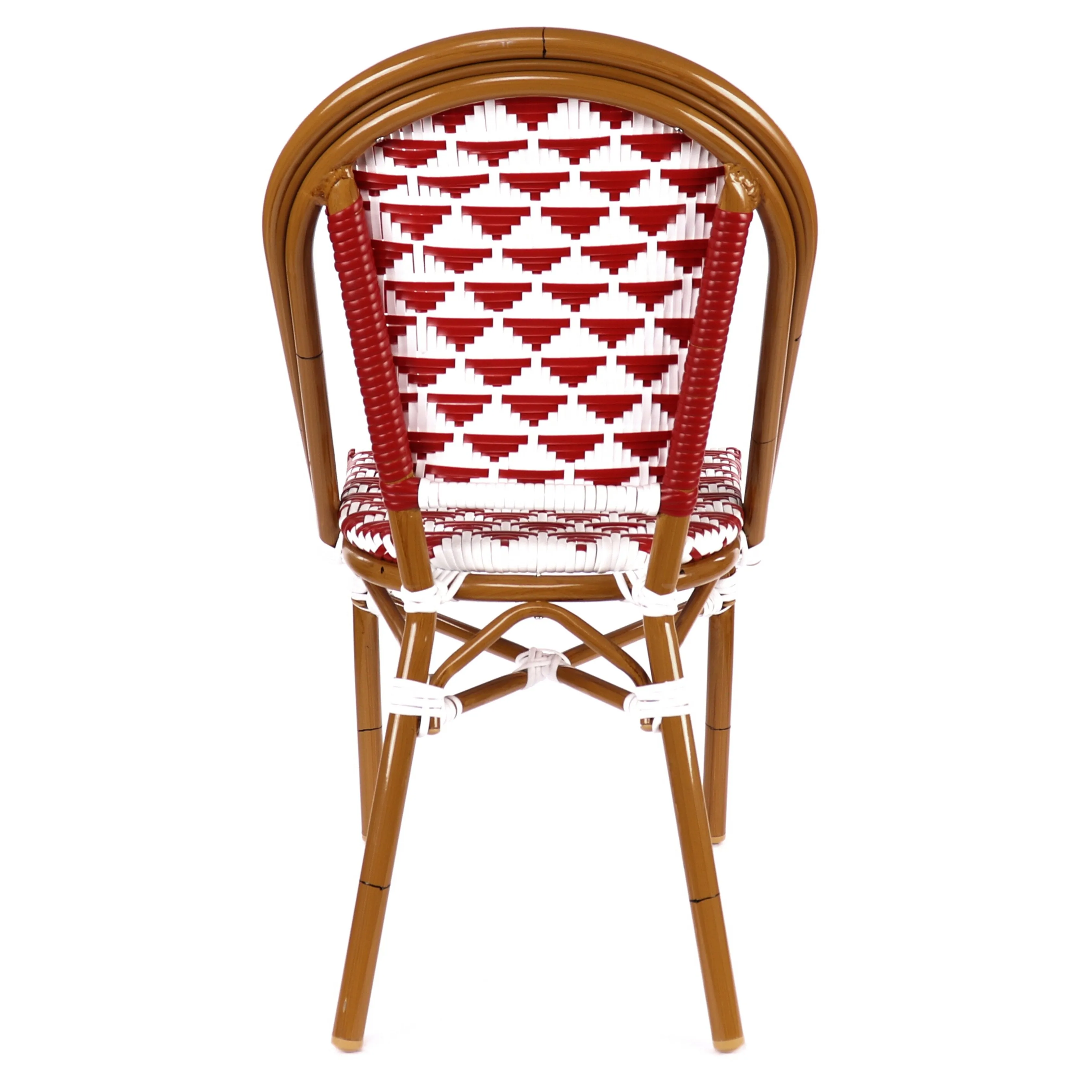 Design Lab MN LS-3003-REDWHT Aluminum Bamboo Red Patio Chair