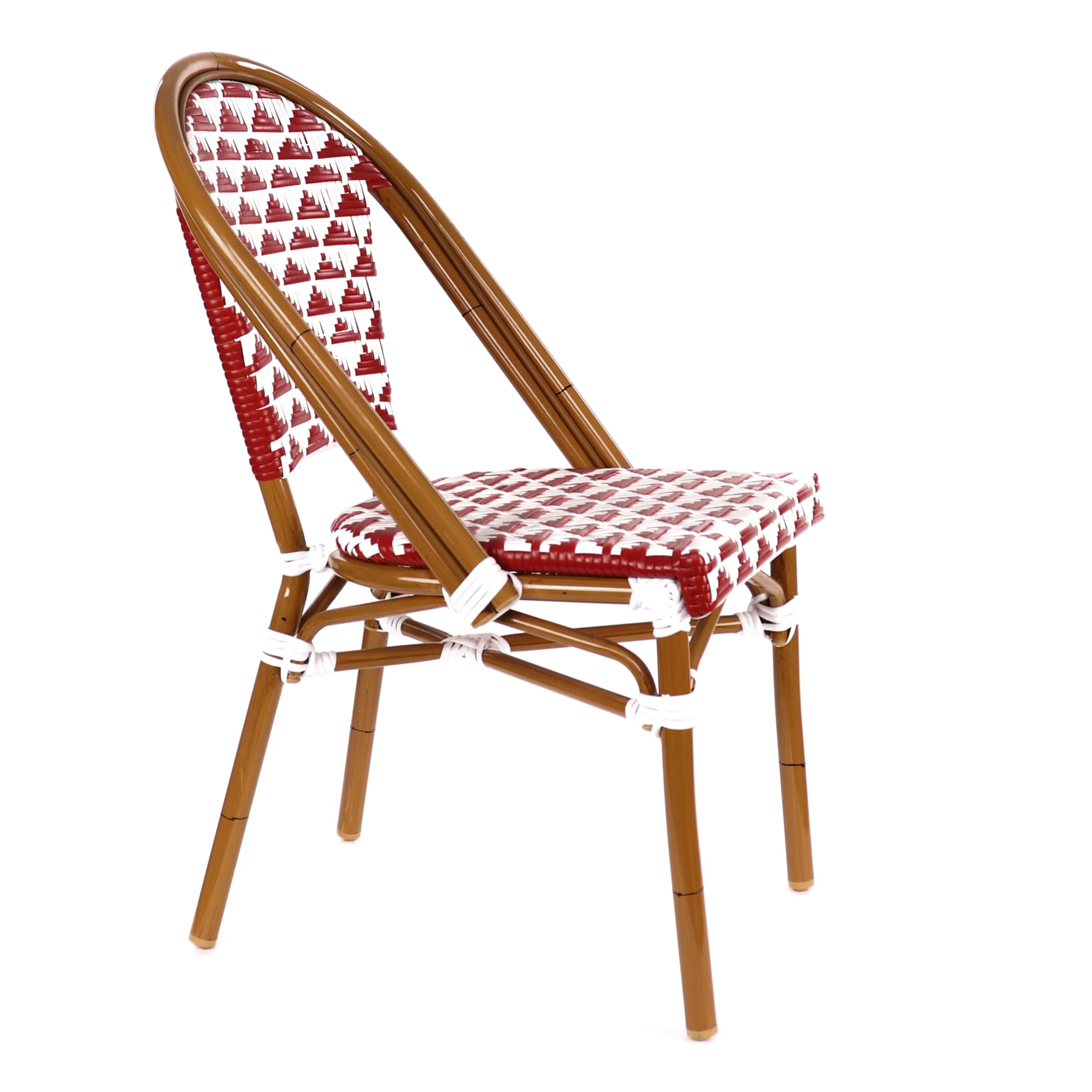 Design Lab MN LS-3003-REDWHT Aluminum Bamboo Red Patio Chair