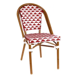 Design Lab MN LS-3003-REDWHT Aluminum Bamboo Red Patio Chair