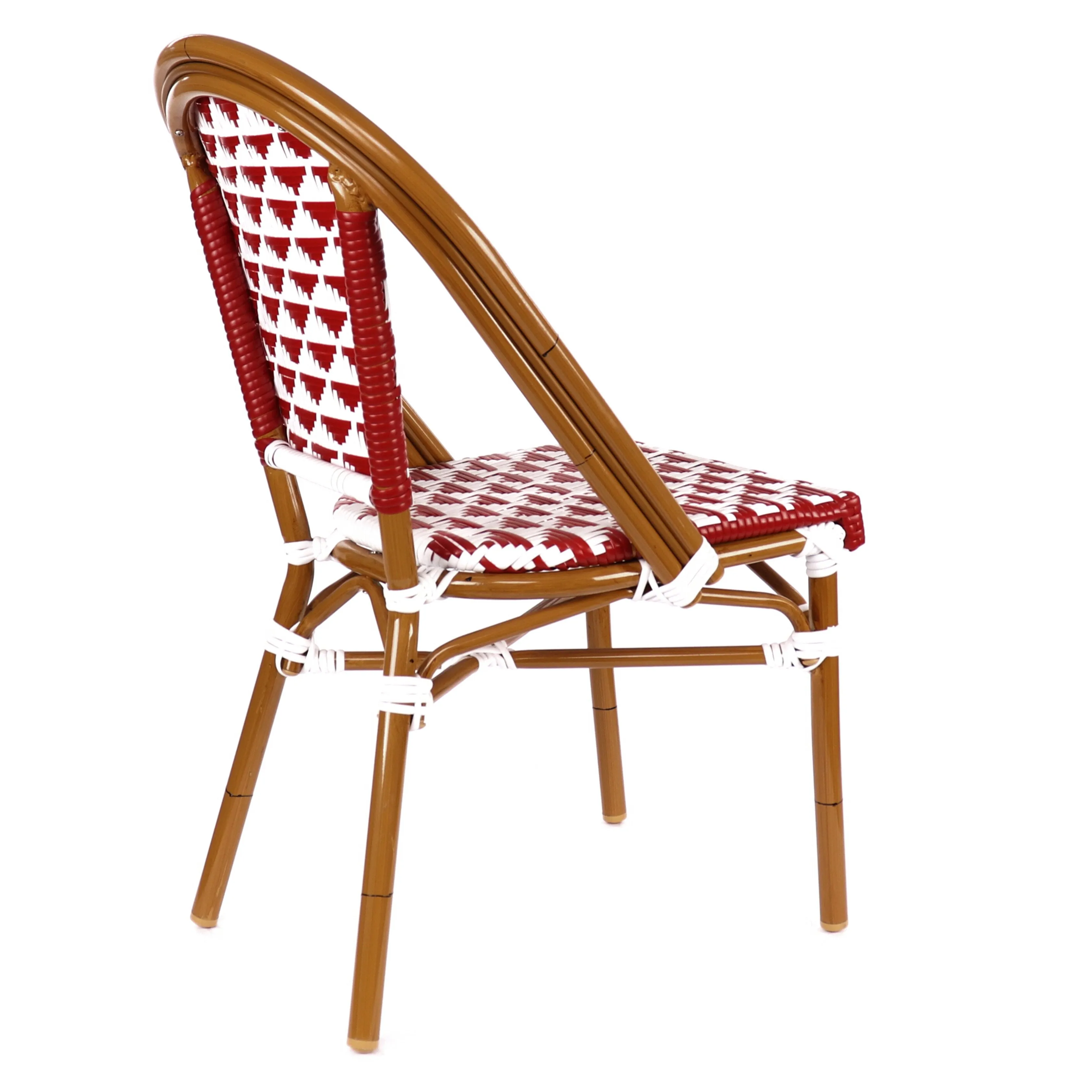 Design Lab MN LS-3003-REDWHT Aluminum Bamboo Red Patio Chair