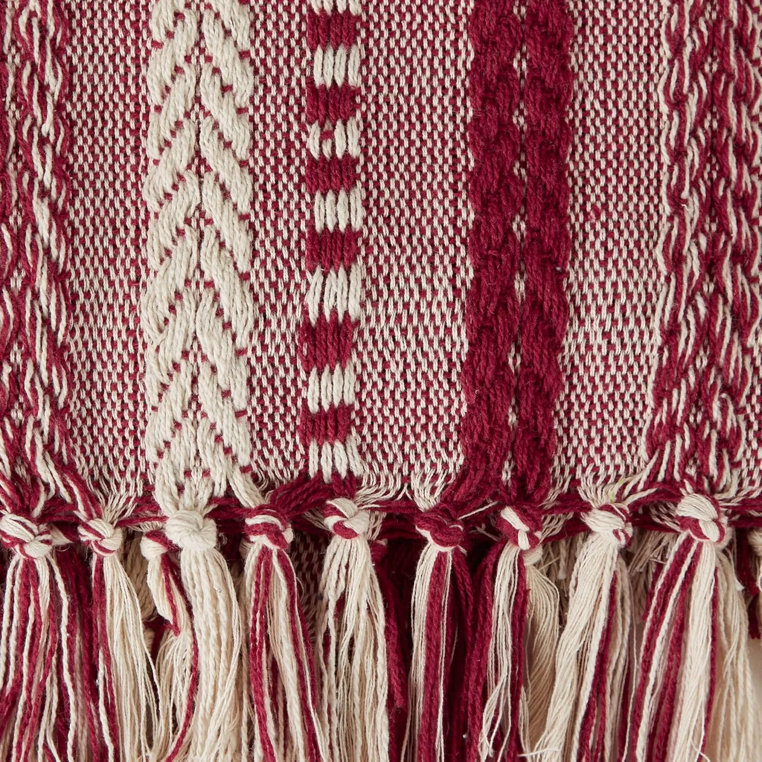 DII Braided Striped Decorative Throw Blanket, 50x60, Barn Red