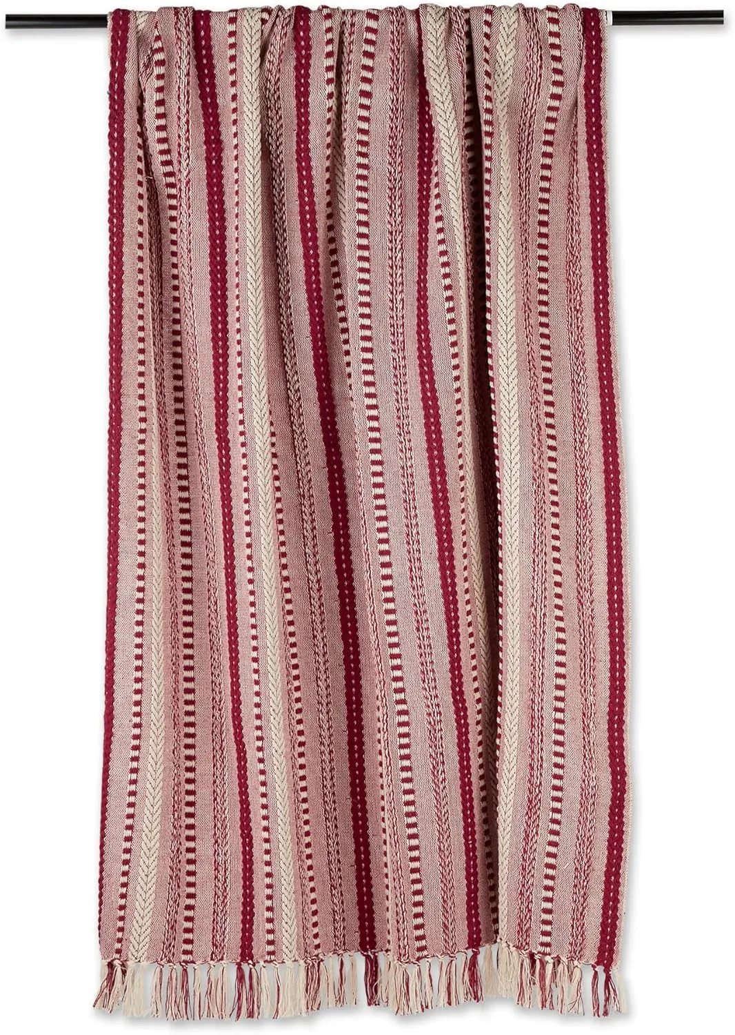 DII Braided Striped Decorative Throw Blanket, 50x60, Barn Red