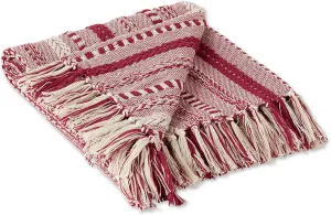 DII Braided Striped Decorative Throw Blanket, 50x60, Barn Red