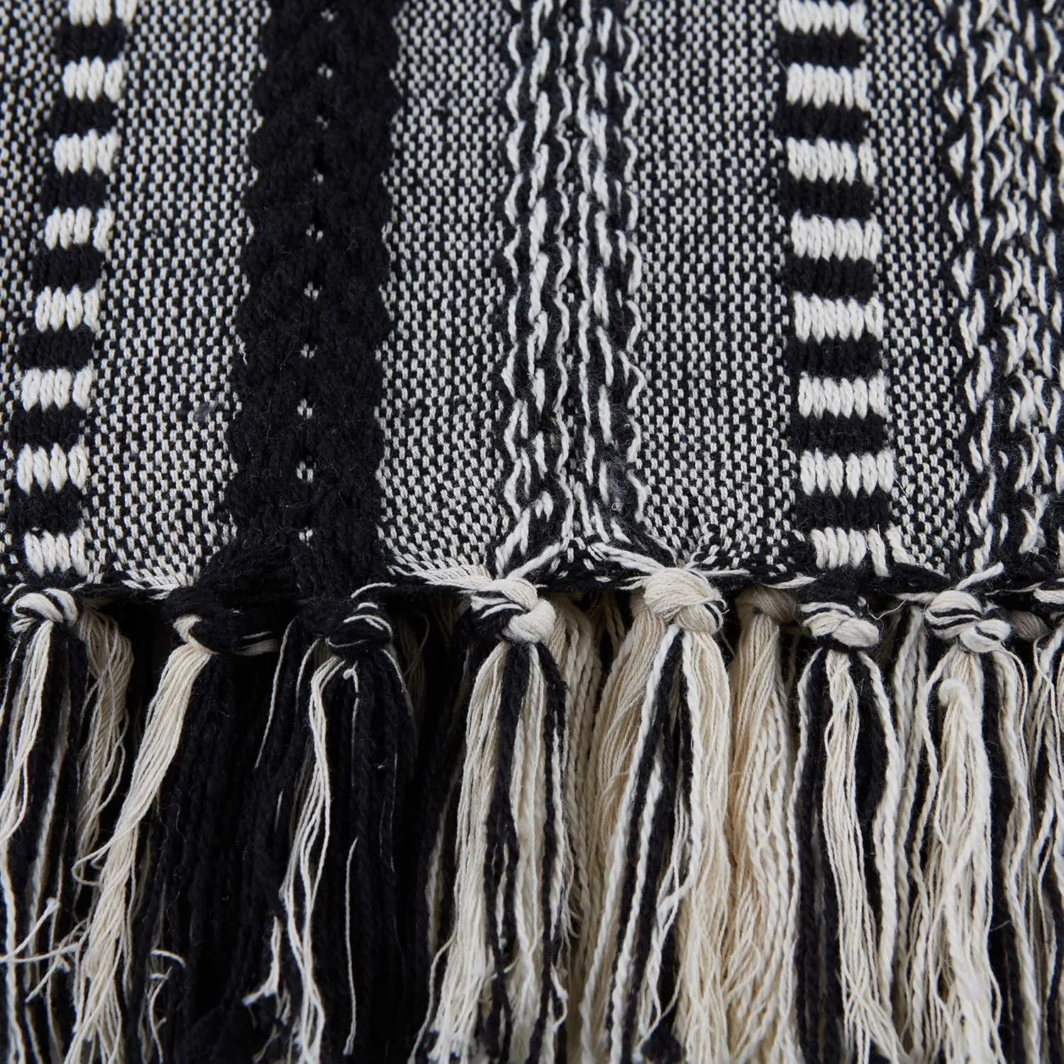 DII Braided Striped Decorative Throw Blanket, 50x60, Black