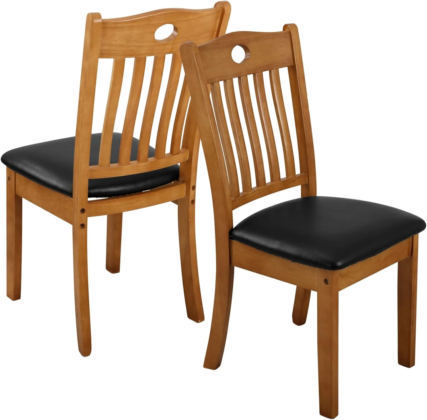 Dining Chair Seat Covers 4 PCS, Solid Pu Leather Waterproof Seat Cushion Cover Oilproof Stretch Dining Chair Protctor Slipcover (Dark Black, 4 PCS)