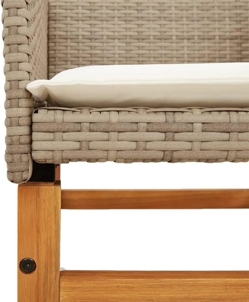 Dinning Chairs Camping Chair Lawn Chairs Kitchen Chairs - Patio Chairs with Cushions 2 pcs Beige Poly Rattan&Solid Wood for Terrace Garden Outside Beaches