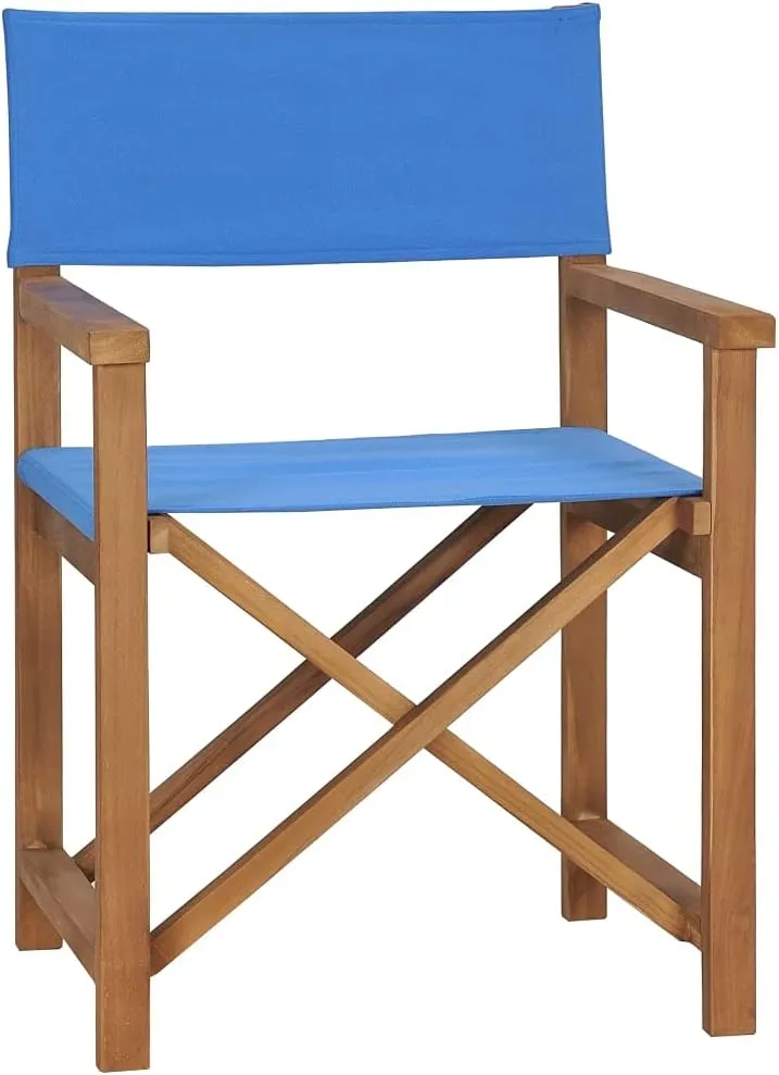 Director's Chair,Outdoor Folding Chair,Lawn Chair,Porch Chairs,Tanning Chairs for Outside,Portable Camping Chair,for Garden, Lawn, Backyard, Deck, Pool Side, Fire Pit, Solid Teak Wood Blue