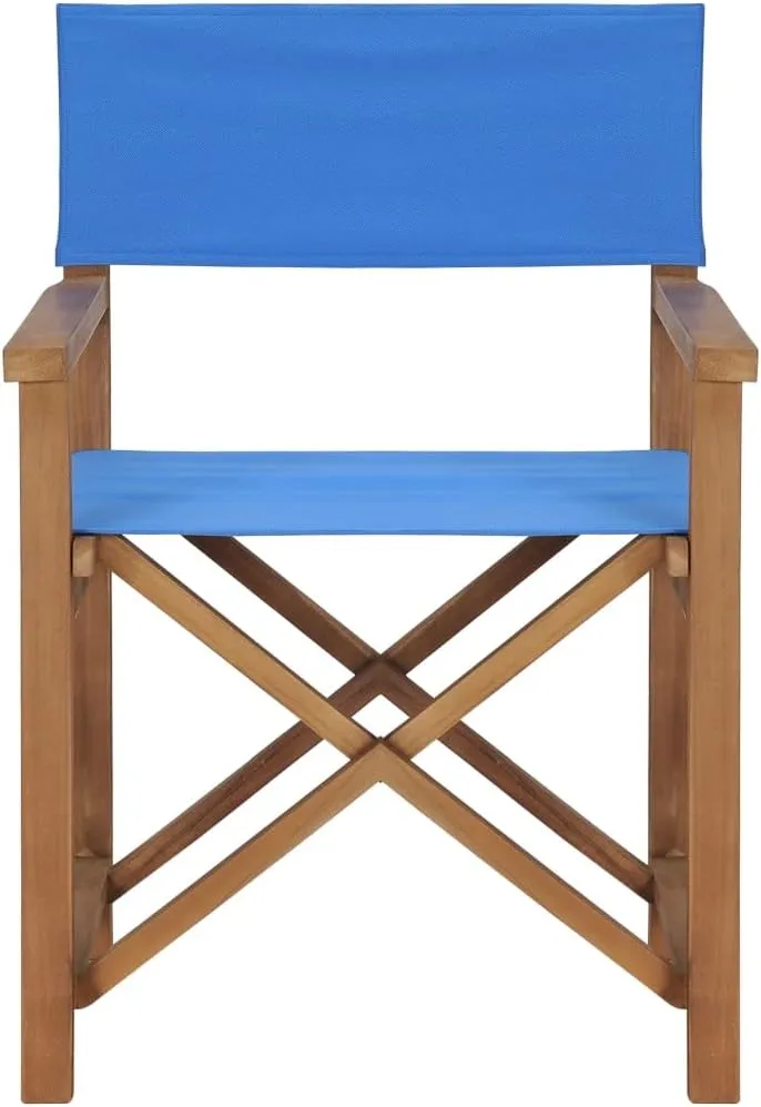 Director's Chair,Outdoor Folding Chair,Lawn Chair,Porch Chairs,Tanning Chairs for Outside,Portable Camping Chair,for Garden, Lawn, Backyard, Deck, Pool Side, Fire Pit, Solid Teak Wood Blue