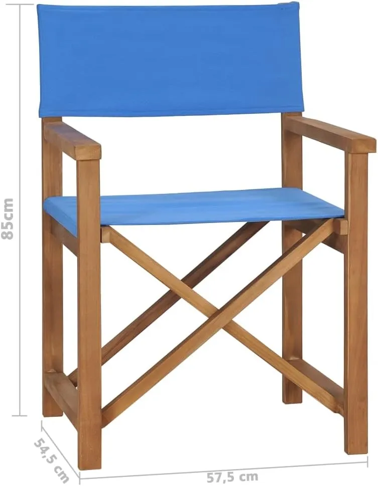 Director's Chair,Outdoor Folding Chair,Lawn Chair,Porch Chairs,Tanning Chairs for Outside,Portable Camping Chair,for Garden, Lawn, Backyard, Deck, Pool Side, Fire Pit, Solid Teak Wood Blue